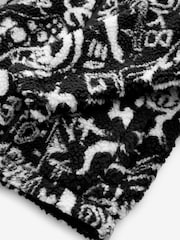 Black/White Printed Zip Through Borg Fleece (3-16yrs) - Image 6 of 6