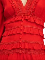 AllSaints Red Zora Dress - Image 5 of 5