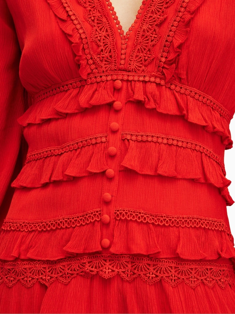 AllSaints Red Zora Dress - Image 5 of 5