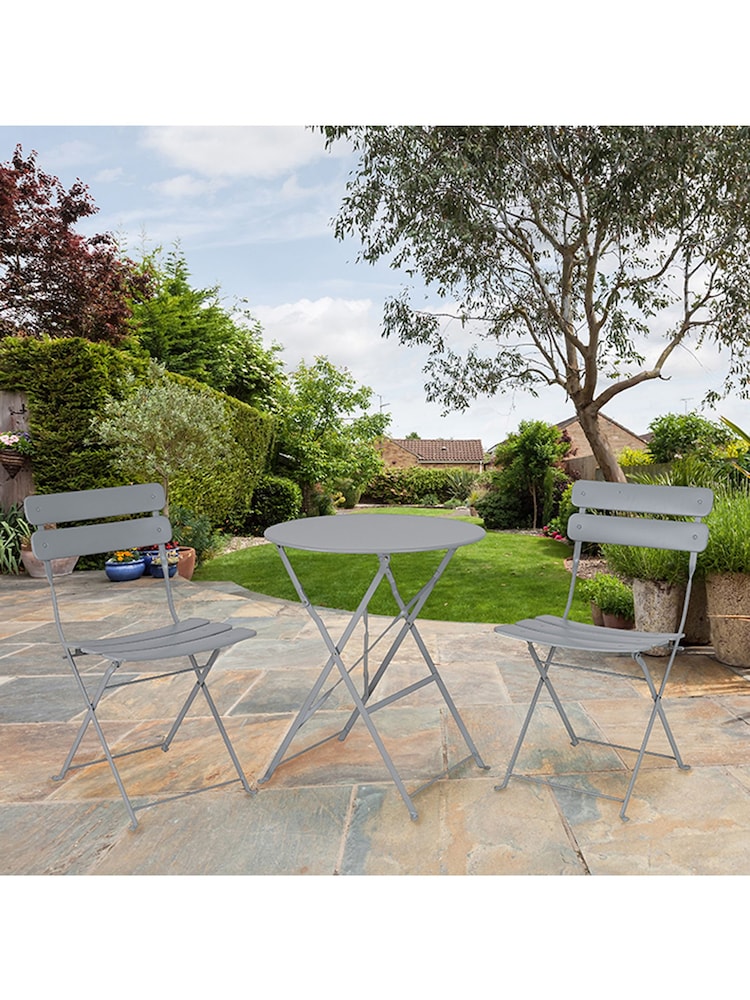 Premier Decorations Ltd Grey Nimes 2 Seater Garden Bistro Set - Image 1 of 2 Premier Decorations Ltd Grey Nimes 2 Seater Garden Bistro Set - Image 1 of 2