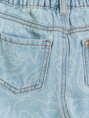 River Island Blue Mini Girls Flower 100% Cotton Mom Jeans - Image 4 of 4