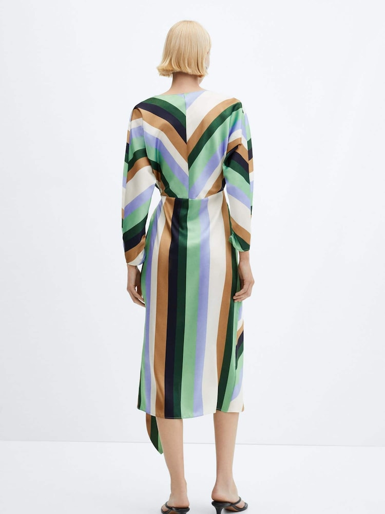 Mango Cream Printed Bow Dress - Image 2 of 7 Mango Cream Printed Bow Dress - Image 2 of 7