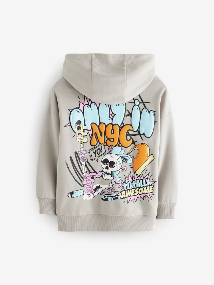 Grey Graffiti Graphic Hoodie (3-16yrs) - Image 2 of 3