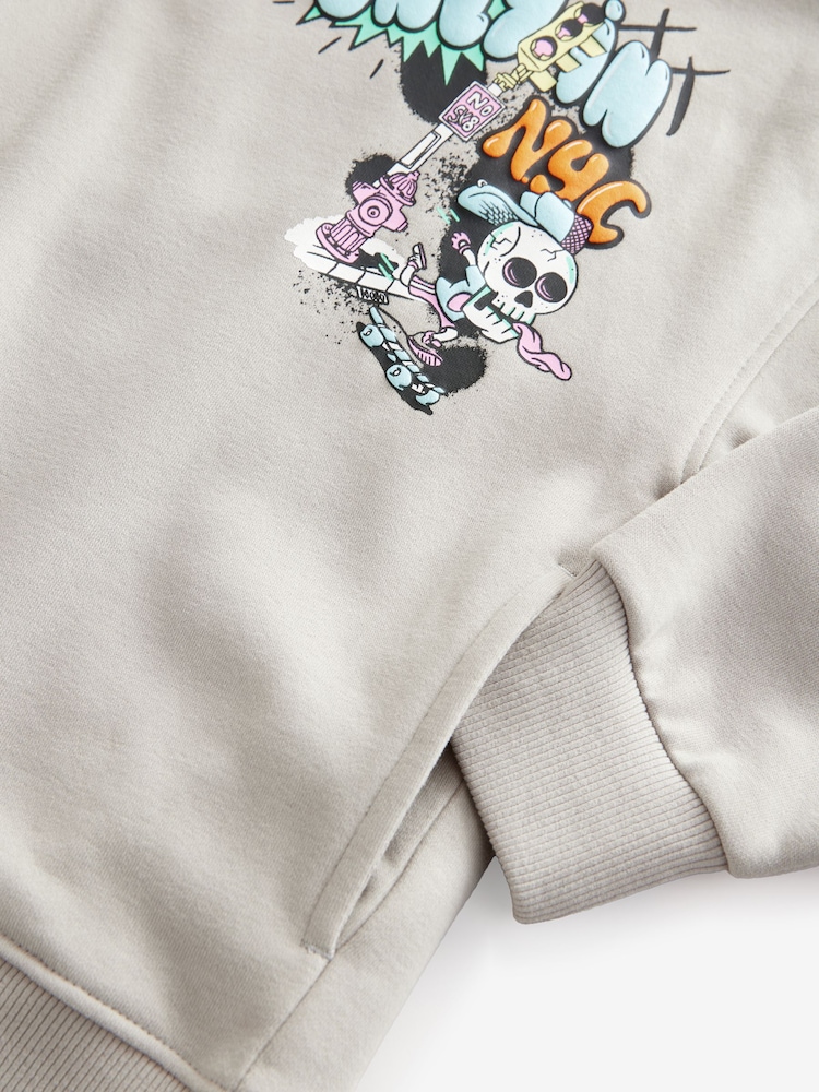 Grey Graffiti Graphic Hoodie (3-16yrs) - Image 3 of 3