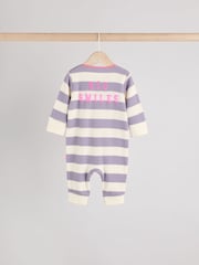 Pink/Purple Two Way Zip Baby Footless 100% Cotton Sleepsuits 3 Pack (0mths-3yrs) - Image 4 of 14