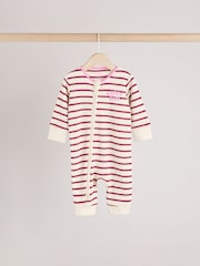Pink/Purple Two Way Zip Baby Footless 100% Cotton Sleepsuits 3 Pack (0mths-3yrs) - Image 7 of 14