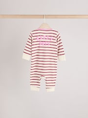 Pink/Purple Two Way Zip Baby Footless 100% Cotton Sleepsuits 3 Pack (0mths-3yrs) - Image 8 of 14