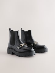 Black Leather Forever Comfort® Buckle Detail Loafer Chelsea Boots - Image 1 of 5