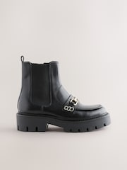 Black Leather Forever Comfort® Buckle Detail Loafer Chelsea Boots - Image 2 of 5