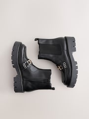 Black Leather Forever Comfort® Buckle Detail Loafer Chelsea Boots - Image 3 of 5