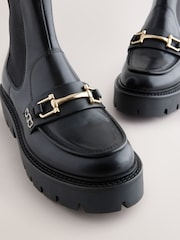 Black Leather Forever Comfort® Buckle Detail Loafer Chelsea Boots - Image 4 of 5