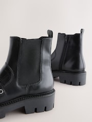 Black Leather Forever Comfort® Buckle Detail Loafer Chelsea Boots - Image 5 of 5