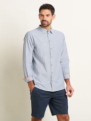 Brakeburn Blue 100% Cotton Stripe Long Sleeve Shirt - Image 1 of 5