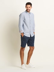Brakeburn Blue 100% Cotton Stripe Long Sleeve Shirt - Image 4 of 5