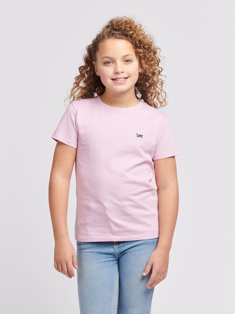 Lee Pink Girls Regular Fit 100% Cotton Badge T-Shirt - Image 1 of 9
