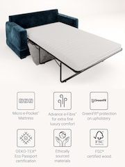 Jay-Be Luxe Velvet Airforce Blue Urban 2 Seater Sofa Bed - Image 3 of 6