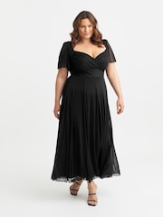 Scarlett & Jo Black Kemi Bolero Wrap Bodice Mesh Maxi Gown - Image 1 of 4