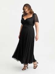 Scarlett & Jo Black Kemi Bolero Wrap Bodice Mesh Maxi Gown - Image 3 of 4