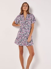 Apricot Multi Painterly Floral Mini Dress - Image 4 of 4