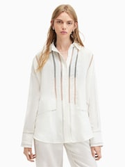 AllSaints White Linen Jade Shirt - Image 3 of 7
