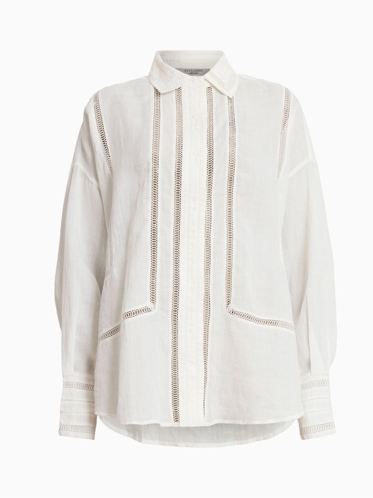 AllSaints White Linen Jade Shirt - Image 7 of 7