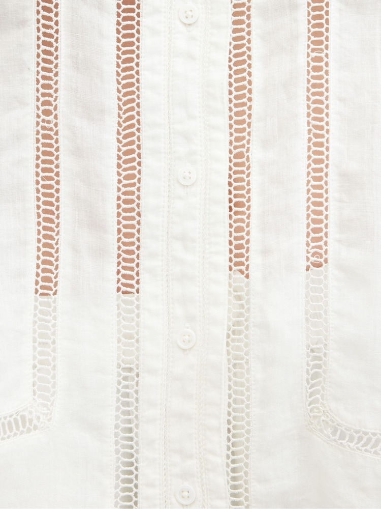 AllSaints White Linen Jade Shirt - Image 7 of 7 AllSaints White Linen Jade Shirt - Image 7 of 7