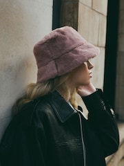 Pink Faux Fur Bucket Hat - Image 2 of 4