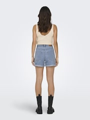 ONLY Blue 100% Cotton High Waisted Denim Mom Shorts - Image 2 of 6