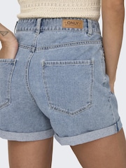 ONLY Blue 100% Cotton High Waisted Denim Mom Shorts - Image 4 of 6