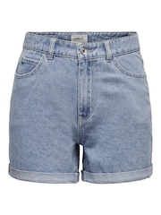 ONLY Blue 100% Cotton High Waisted Denim Mom Shorts - Image 5 of 6