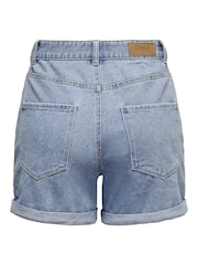 ONLY Blue 100% Cotton High Waisted Denim Mom Shorts - Image 6 of 6