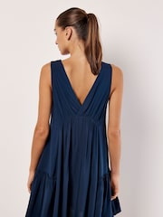 Apricot Blue Embroidered Blooms Swing Mini Dress - Image 4 of 4