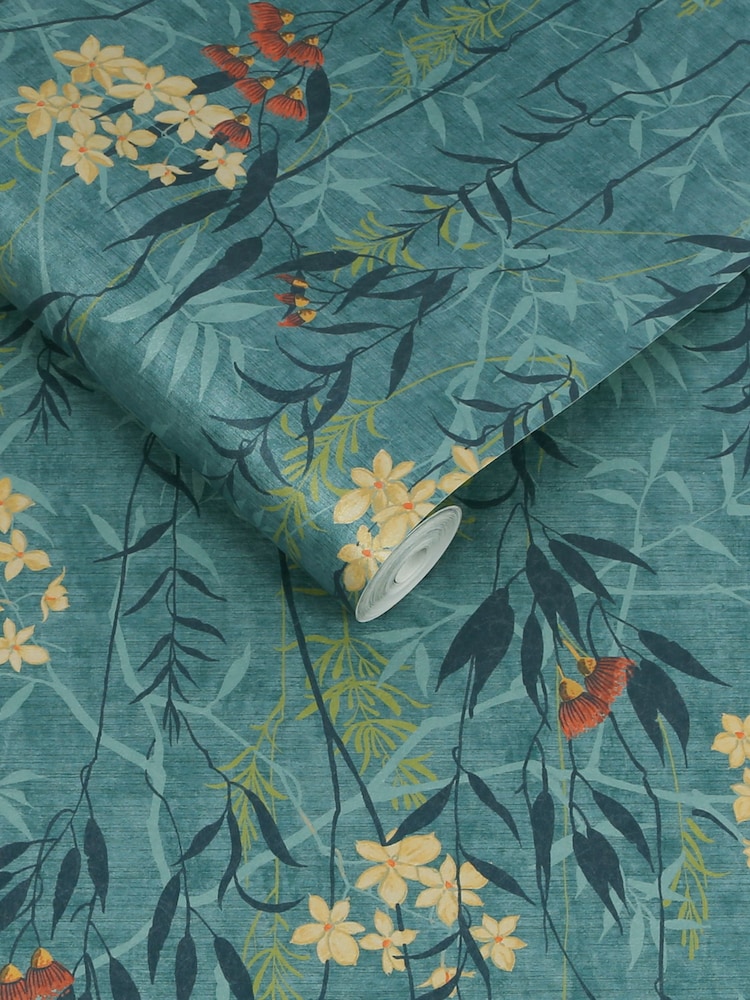 Graham & Brown Green Obassia Silk Wallpaper - Image 3 of 3