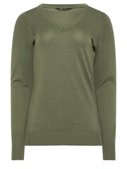 Long Tall Sally Green V-Neck Lightweight Jumper - Image 5 of 5