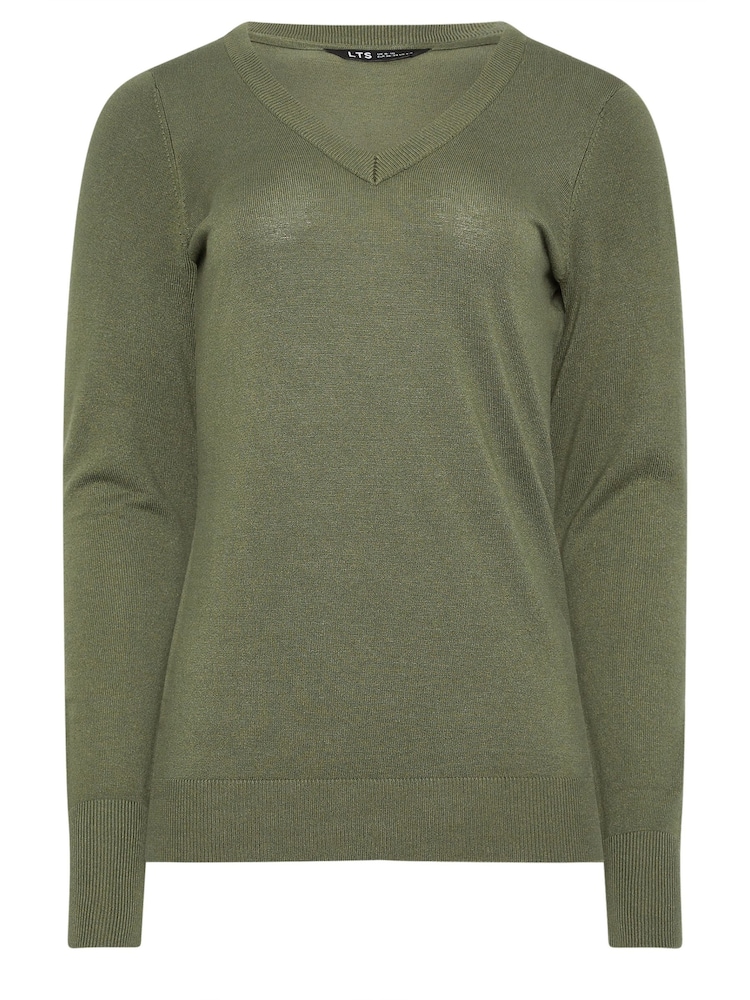Long Tall Sally Green V-Neck Lightweight Jumper - Image 5 of 5