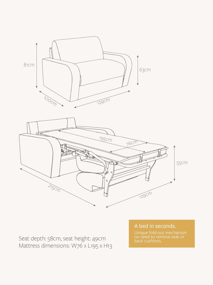 Jay-Be Luxe Velvet Saffron Yellow Deco Snuggle Sofa Bed - Image 6 of 6