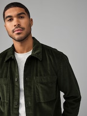 Green Corduroy Twin Pocket 100% Cotton Shacket Overshirt - Image 4 of 8