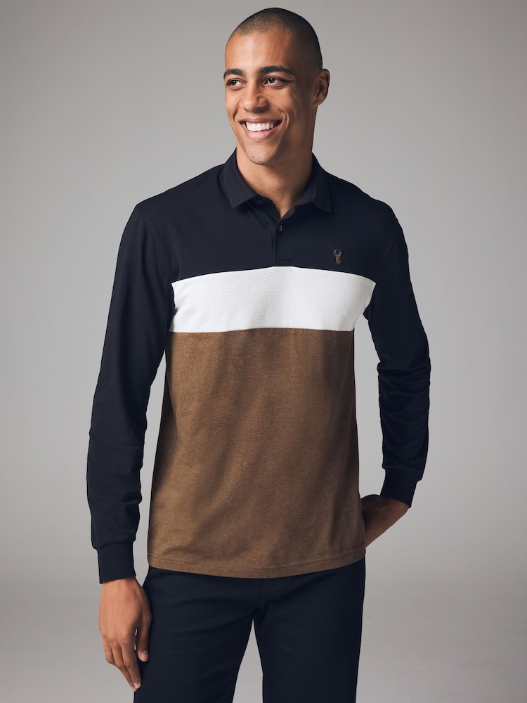 Черные/коричневые - Лонгслив Button Up Block 100% Cotton рубашки поло - Image 1 of 7 Черные/коричневые - Лонгслив Button Up Block 100% Cotton рубашки поло - Image 1 of 7