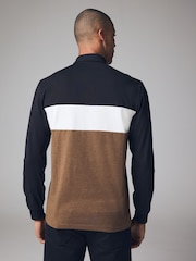 Noir/Brun - Polos Manches longues boutonnés et bloqués 100% coton - Image 3 de 7
