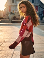 Burgundy Faux Leather Mini Skirt - Image 1 of 7