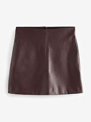 Burgundy Faux Leather Mini Skirt - Image 4 of 7