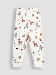 JoJo Maman Bébé Cream Christmas Print Jersey Pyjamas - Image 5 of 6