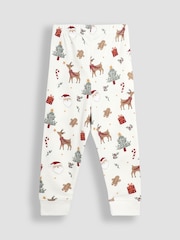 JoJo Maman Bébé Cream Christmas Print Jersey Pyjamas - Image 6 of 6