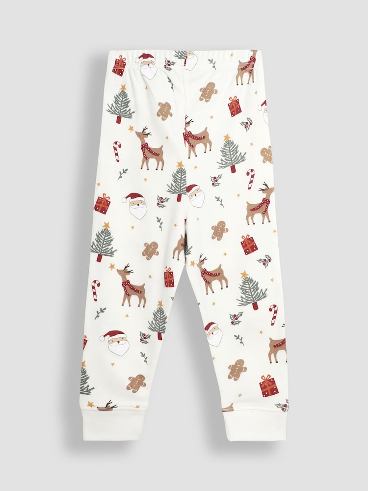 JoJo Maman Bébé Cream Christmas Print Jersey Pyjamas - Image 6 of 6