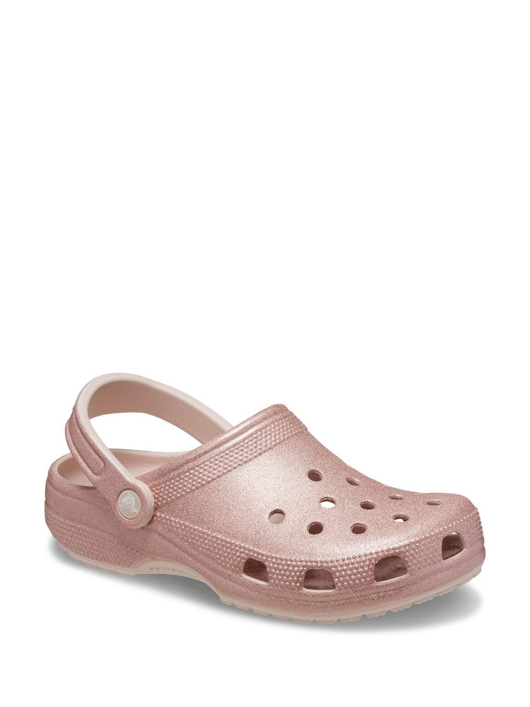 Crocs Pink Classic Glitter Clogs - Image 3 of 7