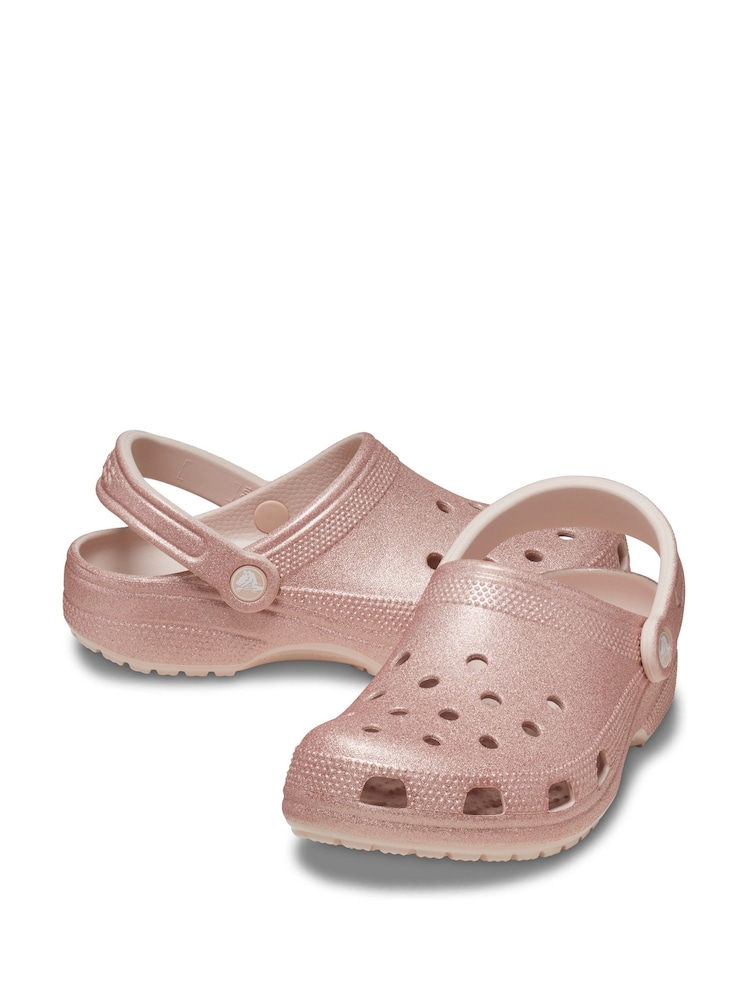 Crocs Pink Classic Glitter Clogs - Image 4 of 7