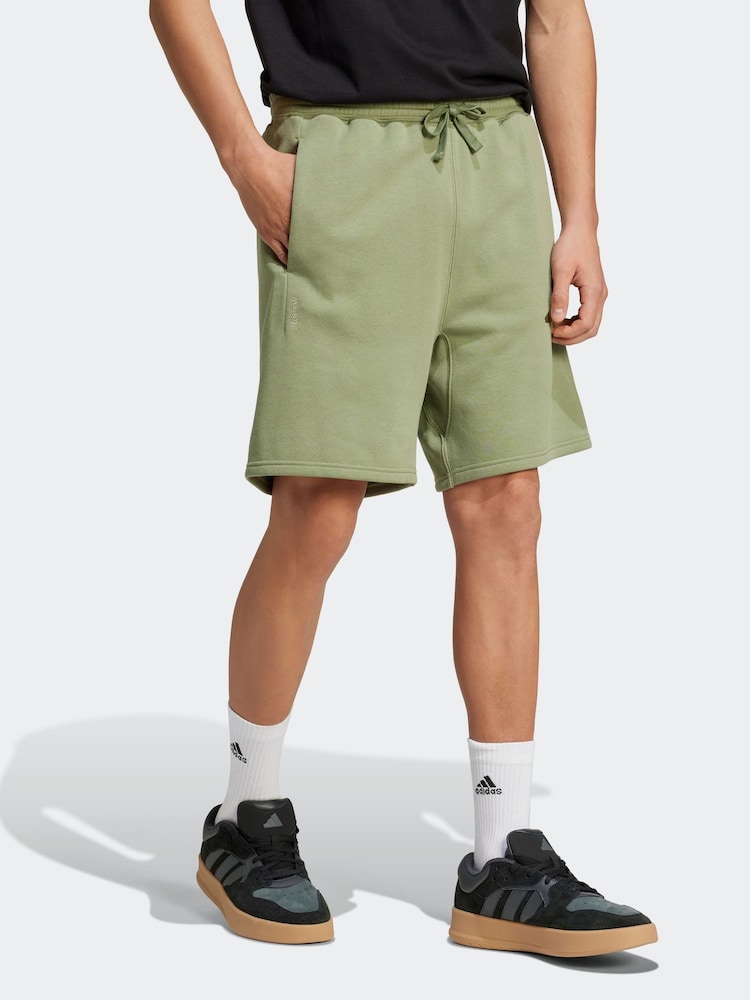 adidas Khaki Green All Season Fleece Shorts - Image 1 of 7