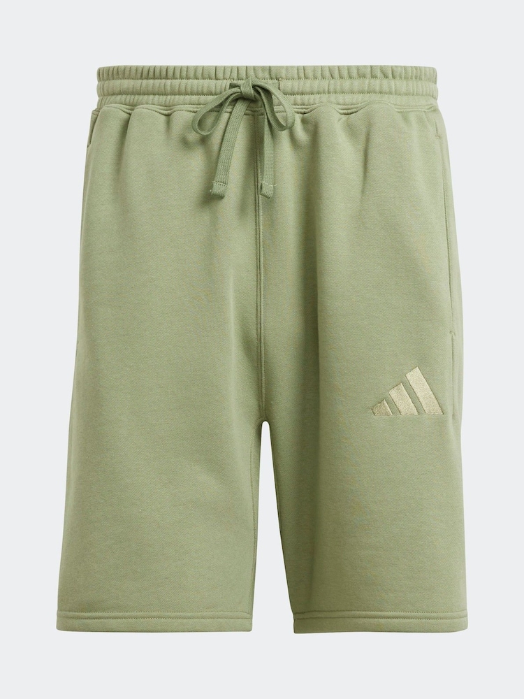 adidas Khaki Green All Season Fleece Shorts - Image 7 of 7