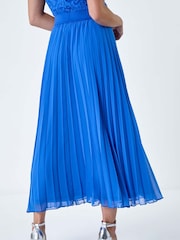 Roman Blue Pleated Premium Maxi Skirt - Image 3 of 5