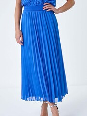 Roman Blue Pleated Premium Maxi Skirt - Image 4 of 5